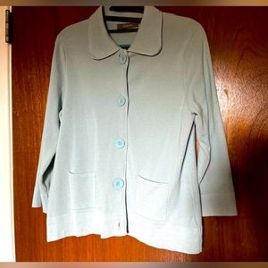 Vintage Style Pretty Baby Blue Liz Clairborne Button Up Pockets Long Sleeve Coat